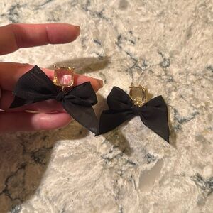 Brand new black tie earrings for sensitive ears